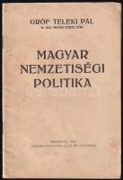 Gróf Teleki Pál: Magyar nemzetiségi politika. Bp., 1940, Stádium. Kiadói papírkötés, kissé kopottas állapotban.