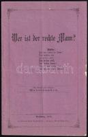 Hoberdanácz: Wer ist der rechte Mann? Pressburg, 1875, Carl Angermayer. Kiadói papírkötés, kopottas állapotban.