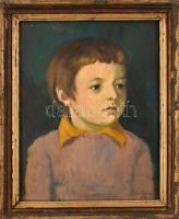 Gádor Emil (1911-1998): Fiú portré, olaj, farost, jelzett, fa keretben, 42x33cm