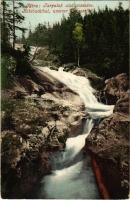 Tátra, Vysoké Tatry; Tarpatak alsó vízesése. Cattarino S. 224. 1905. / Kohlbachthal / waterfall (fl)