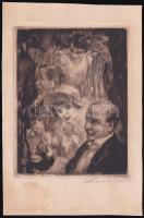 Prihoda István (1891-1965): Lokálban. Rézkarc, papír, jelzett, 17,5×13,5 cm