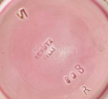 2db Schütz Cilli fali dísztányér. Színes mázakkal festett fajansz. Öblében tavirózsák. Jelzett. Korá...