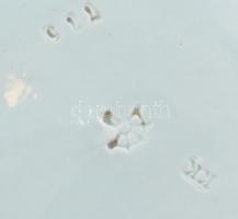 Körmöczbányai fajansz dísz tányér virág dekorral, Jelzett. Kopott, mázrepedt. d:26,5 cm