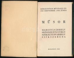 1943-1944 Székelyföldi Művészeti Év részletes műsora, marosvásárhelyi, sepsiszentgyörgyi, székelyudv...
