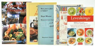 5 db szakácskönyv: Leveskönyv, A befőttekről, 2 személyes szakácskönyv, Müzli finomságok, Gyorsan finomat!