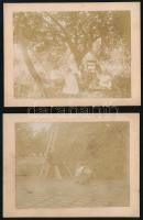 1895 Balatonkenesei életképek, 5 db fotó, kartonra ragasztva, 7×10 cm