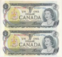 Kanada 1973. 1$ (2x) ívből kézzel kivágva, összefüggésben T:I-  Canada 1973. 1 Dollar (2x) two piece partial sheet, hand cut C:AU  Krause#85