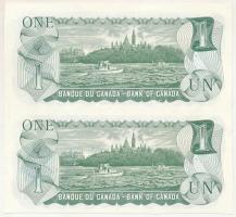 Kanada 1973. 1$ (2x) ívből kézzel kivágva, összefüggésben T:I- 
Canada 1973. 1 Dollar (2x) two piec...