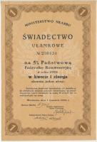 Lengyelország 1924. "MINISTERSTWO SKARBU SWIADECTWO ULAMKOWE NA 5% PANSTWOWA POZYCKE KONWERSYJNA Z ROKU 1924 (1924-ik évi 5%-os kamatozású Kincstári Kötvény)" 1Zl-ről T:III Poland 1924. "MINISTERSTWO SKARBU SWIADECTWO ULAMKOWE NA 5% PANSTWOWA POZYCKE KONWERSYJNA Z ROKU 1924 (5% Interest Treasury Bond)" about 1 Zlotych C:F