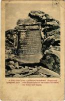 Tátra, Magas Tátra, Vysoké Tatry; Ferenc József csúcs a millenniumi emléktáblával. Magyarország legmagasabb pontja. Kiadja Sima Antal / Stít Frantiska Jozefa (Gerlachovsky stít) / Franz-Josephs-Spitze mit der Millennar-Gedenktafel. Der höchste Gipfel Ungarns / Franz Joseph peak with the millennium memorial plaque (Rb)