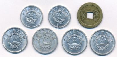 Kína 1970-1989. 2f Al + 5f Al (6db) + Kínai Császárság ~1736-1850. Cu cash T:1--3
China 1970-1989. ...
