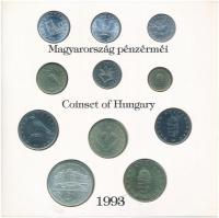 1993. 10f-200Ft (11xklf) forgalmi sor dísztokban, benne 1993. 200Ft Ag "MNB", "Magyar...