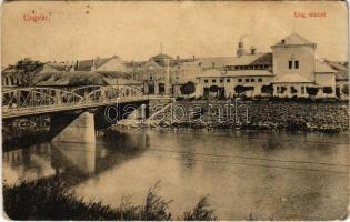 Ungvár, Uzshorod, Uzhhorod, Uzhorod; Ung folyó és híd, Korona szálloda / Uzh river and bridge, hotel (EB)