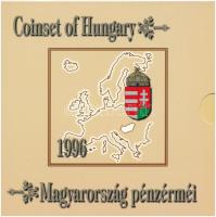 1996. 10f-100Ft (10xklf) "50 éves a forint" forgalmi sor dísztokban. A tokon a ragasztás részben elengedett T:BU  Adamo FO29