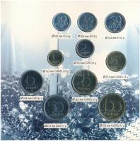 1996. 10f-100Ft (10xklf) "50 éves a forint" forgalmi sor dísztokban. A tokon a ragasztás r...