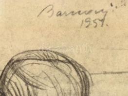 Barcsay Jenő (1900-1988): Asszonyok, hátoldalán tanulmányfejek 1957. Szén, papír. Jelzett, üvegezett...