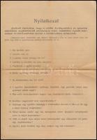 1945 Igazolási eljárási kérdőív, közvetlenül a háború után 41 kérdéssel, érdekes kortörténeti nyomtatvány, kitöltetlen, hajtva