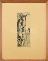 Varga Nándor Lajos (1895-1978): Pompei emlék. Rézkarc, papír, jelzett, néhány apró folttal,üvegezett fakeretben, 30×12 cm