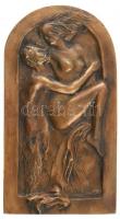 Eskulics Tamás: Faun és nimfa. Erotikus bronz kisplasztika. jelzett, hibátlan. 33x18,5 cm