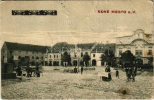 Vágújhely, Waag-Neustadt, Nové Mesto nad Váhom; Fő tér, piac, takarékpénztár, üzlet / main square, market, shops, savings bank (EB)