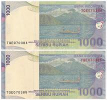 Indonézia 2009. 1000R (2x, sorszámkövetők) T:I,I- Indonesia 2009. 1000 Rupiah (2x, sequential serials) C:UNC,AU Krause P#141