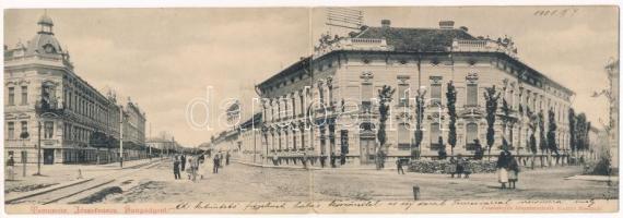1901 Temesvár, Timisoara; Józsefváros, Hunyady út, üzlet. Kinyitható panorámalap / Iosefin, street, shop. Folding panoramacard