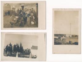 7 db eredeti fotó felvétel Osztrák-Magyar haditengerészet hidroplán állomásáról: hidroplán a vízen, ...
