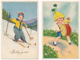 2 db RÉGI litho üdvözlő képeslap / 2 pre-1945 litho greeting postcards