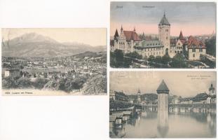 5 db RÉGI svájci város képeslap / 5 pre-1945 Swiss town-view postcards