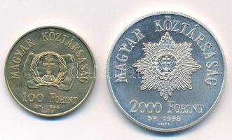 1998. 100Ft Cu-Ni-Zn "1848-49-es szabadságharc" + 1998. 2000Ft Ag "1848-49. forradalo...