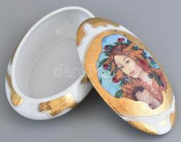 Hollóházi Faragó Miklós (1947- ) által tervezett porcelán készlet (váza, hamutál, bonbonniere) díszd...