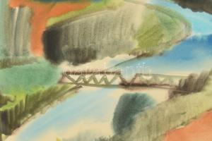 Olvashatatlan jelzéssel: Tokaj. Akvarell, papír. Üvegezett, sérült keretben. 35x49cm