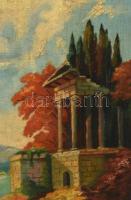 Rösch Emil (?-?): Tájkép. Olaj, vászon. Jelzett, sérült fakeretben. 50x27cm