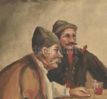 Solti Ircsik István (?-?): Lánykérés. Olaj, vászon. Jelzett. Sérült fakeretben. 90x70