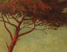 Rösch Emil (?-?): Mediterrán táj. Olaj, falemez. Jelzett, sérült fakeretben. 70x110cm