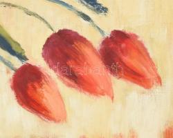 G. Szántó András (?-2002): Tulipánok, 1998. Olaj, farost, jelzett. Hátoldalán autográf felirattal. K...