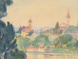 Radics E. S. Jelzéssel: Szentendre. Akvarell, papír. Kopott üvegezett fakeretben. 34x33cm