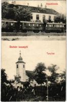 1907 Isaszeg, vasútállomás, vonat, templom, temető. Haas Géza kiadása