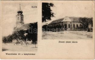 1927 Elek (Gyula), Wenckheim tér és templom, állami elemi iskola (EK)