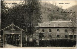 1905 Vihnye, Vihnyefürdő, Kúpele Vyhne; Sétatéri bejárat, fürdő / promenade entry, spa