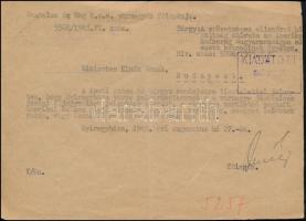 1945 Nyíregyházi ispán tájékoztatás, hogy a vármegye területén nincs elesett amerikai katona sírja sem lelőtt repülőgép