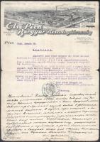 1945 Első Pécsi Bőrgyár fejléces számla + igazolás nyersbőr szállító részére