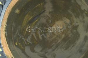 Király Károly Váza. Mázas kerámia, kézzel festett, jelzett, hibátlan. m: 20 cm, d: 30cm