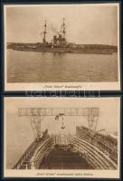 Szent István hadihajó két kép kartonon 13x9 cm