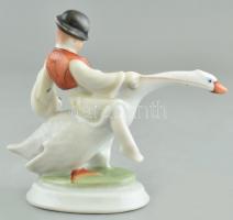 Herendi porcelán Ludas Matyi, gazdagon díszített magyaros mintával. Kézzel festett, jelzett, apró ko...