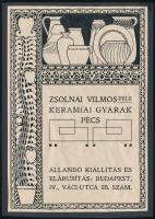 cca 1900-1910 Zsolnay Vilmos-féle keramiai gyárak Pécs, szecessziós Zsolnay-reklám, papír kartonra kasírozva, jelzés nélkül, 18x12,5 cm
