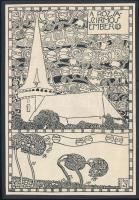 cca 1908 Kozma Lajos (1884-1948): Rózsaszirmos ember Cinkográfia, papír, jelzés nélkül, paszpartuban, 16x11 cm