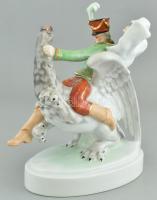 Herendi János vitéz a griffmadáron, kézzel festett, jelzett, apró kopásnyomokkal, m:20,5 cm, h:17 cm