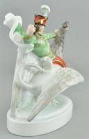 Herendi János vitéz a griffmadáron, kézzel festett, jelzett, apró kopásnyomokkal, m:20,5 cm, h:17 cm