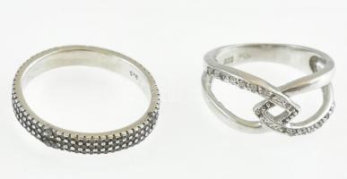 Ezüst(Ag) gyűrű, 2 db, jelzett, méret: 52 és 59, bruttó: 5,75 g